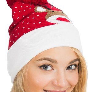 Christmas Theme Festive Cuffed Ribbed Beanie